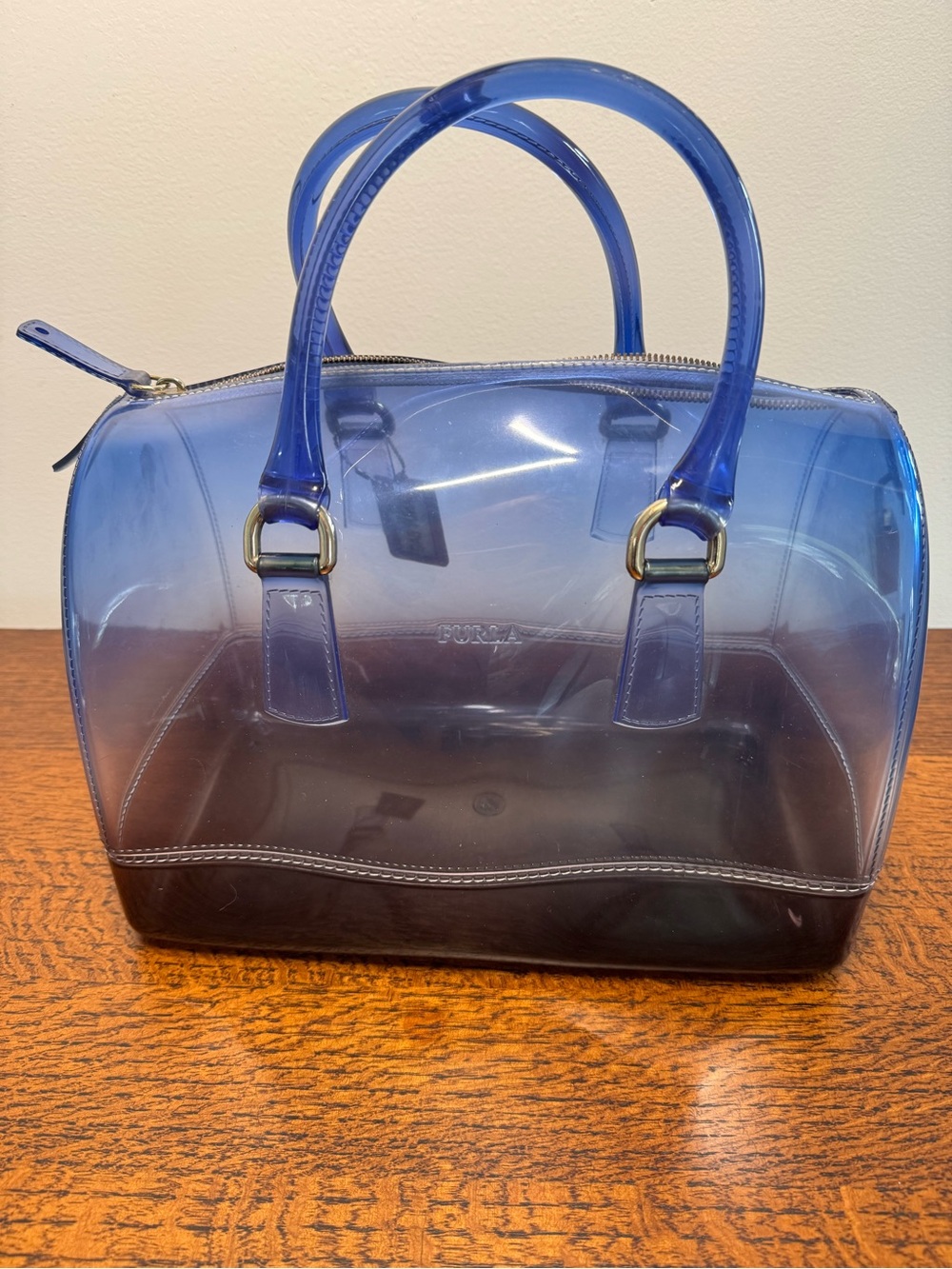 Furla Candy Bag Satchel Ombré Blue Translucent Jelly Boston Bag - Picture 2 of 14